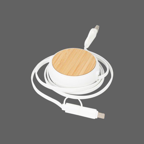 Connect Multicargador Retráctil 4 en 1 de ABS/Bamboo - Imagen 2