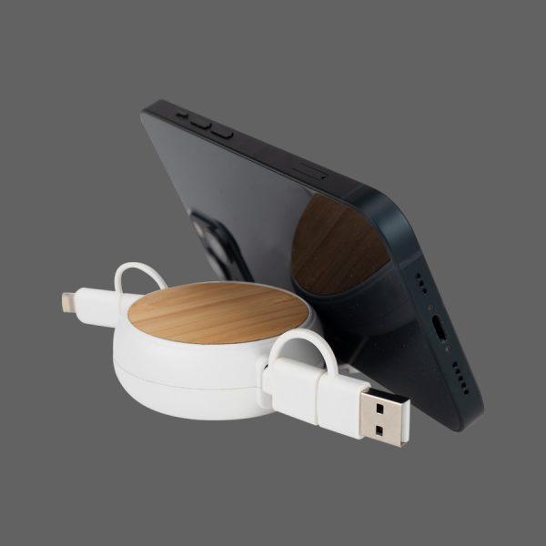 Connect Multicargador Retráctil 4 en 1 de ABS/Bamboo - Imagen 4