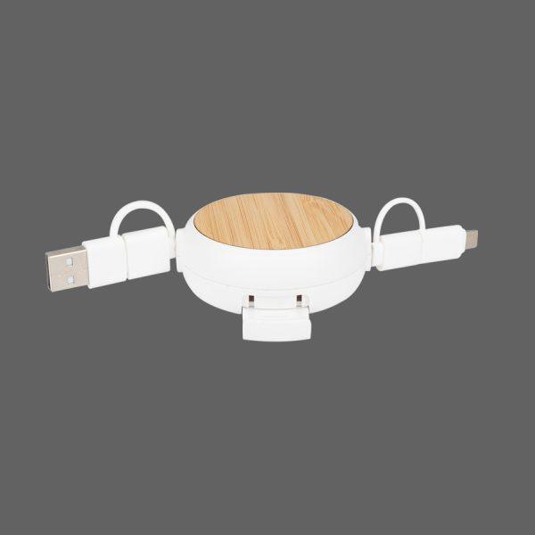 Connect Multicargador Retráctil 4 en 1 de ABS/Bamboo - Imagen 3