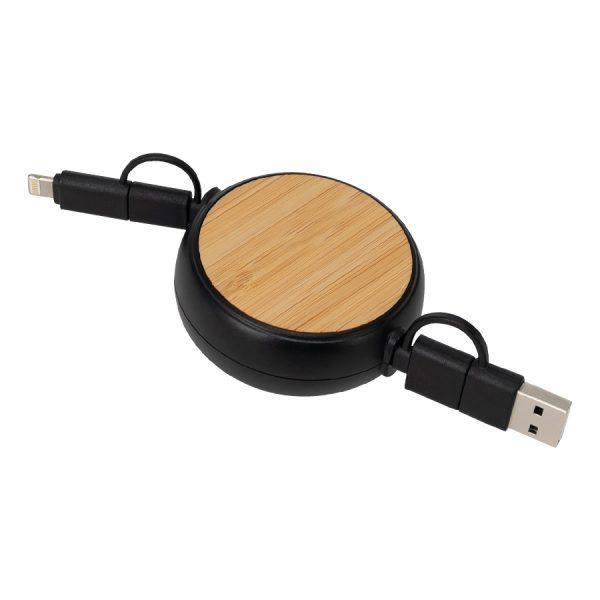 Connect Multicargador Retráctil 4 en 1 de ABS/Bamboo - Imagen 7