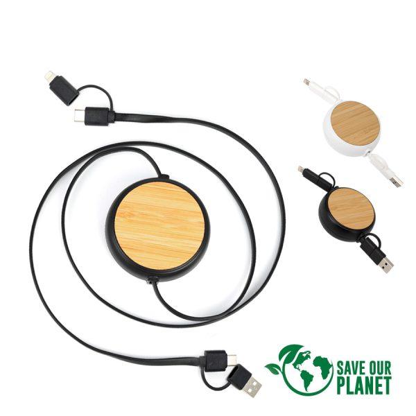Connect Multicargador Retráctil 4 en 1 de ABS/Bamboo - Imagen 12
