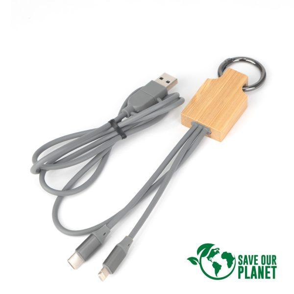 Connect Multicargador 4 en 1 de Bamboo con llavero. - Imagen 3