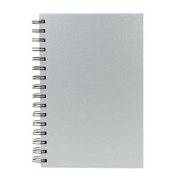 Cuaderno matemáticas tapa dura plateada.