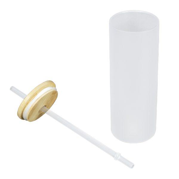 Botella Vidrio Borosilicato Sublimación, tapa Bamboo 500cc - Imagen 2