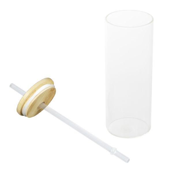 Botella Vidrio Borosilicato Sublimación, tapa Bamboo 500cc - Imagen 13